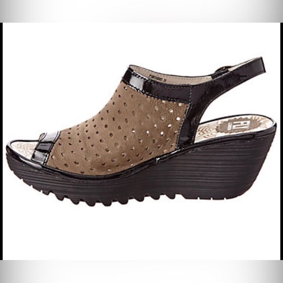Fly London Women's Yile Perforated Platform Slingback Wedge Sandals 40